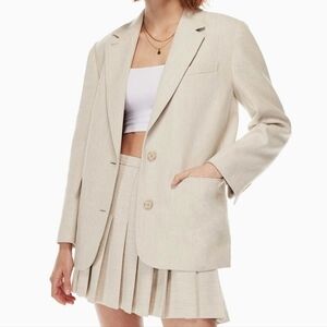 Aritzia Wilfred Sophia Twill Blazer Large Beige Wool Blend Oversized Career